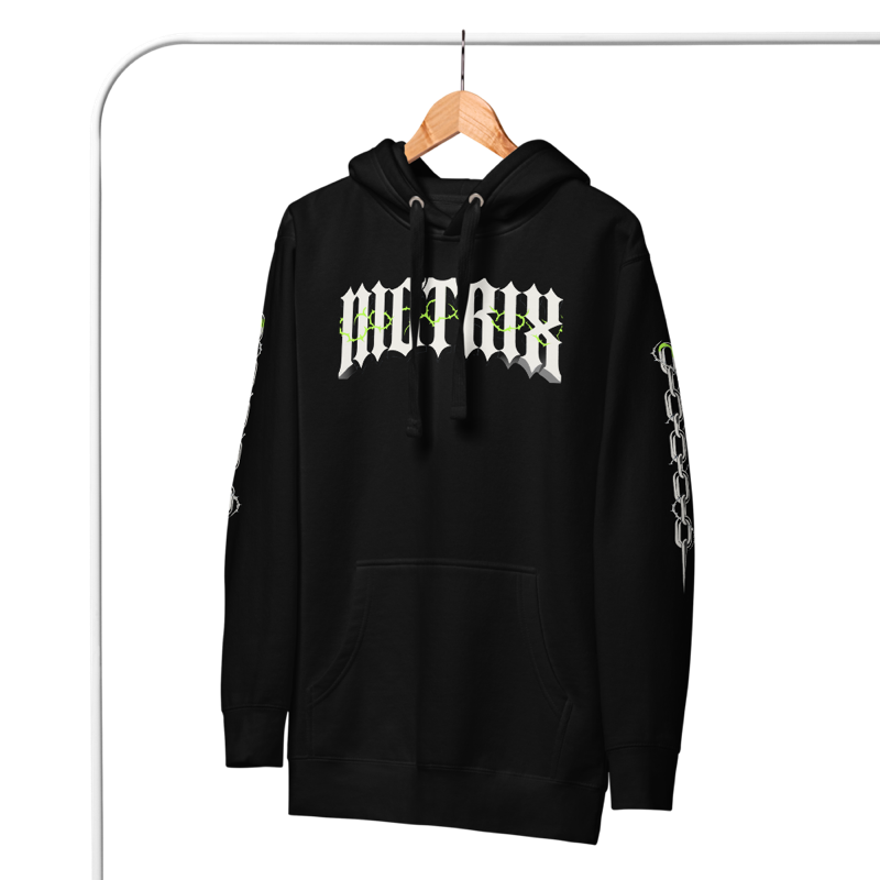 Motrix CHROME Hoodie — Crest, Black Pullover